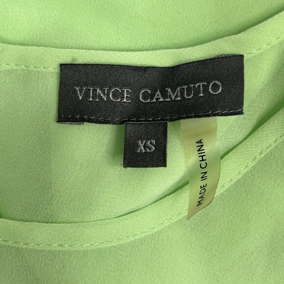VINCE CAMUTO Top XS Green Chiffon Asymmetrical Sleeveless Sheer Flowy - Picture 3 of 7